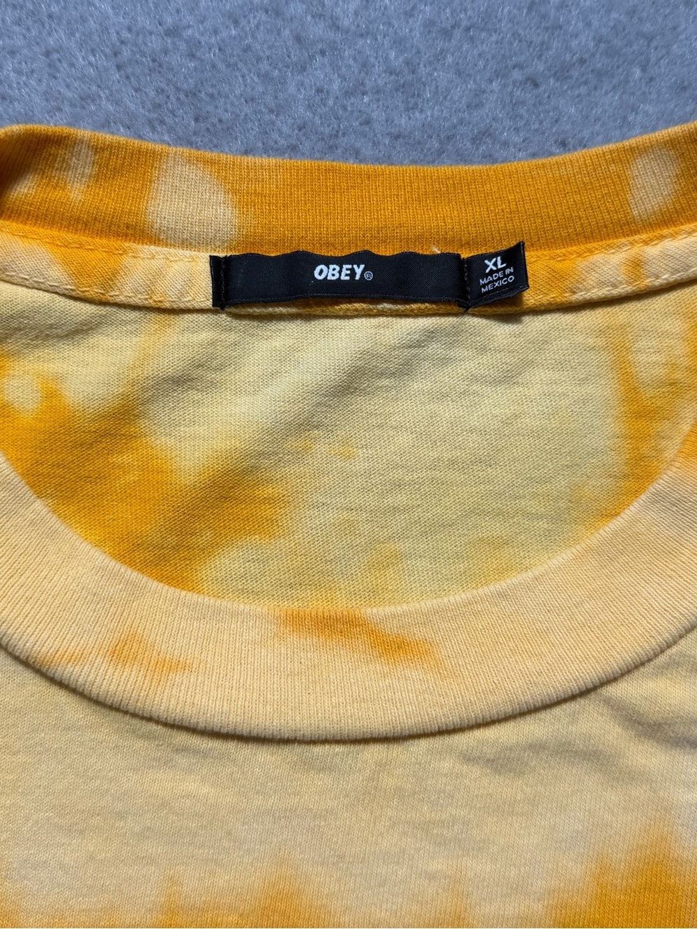 Obey “House of Obey” Tie Dye T-Shirt Men’s XL Yellow Streetwear Graphic Tee - Picture 3 of 5